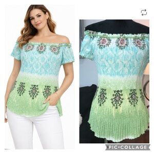 NWOT short sleeve pleated blouse